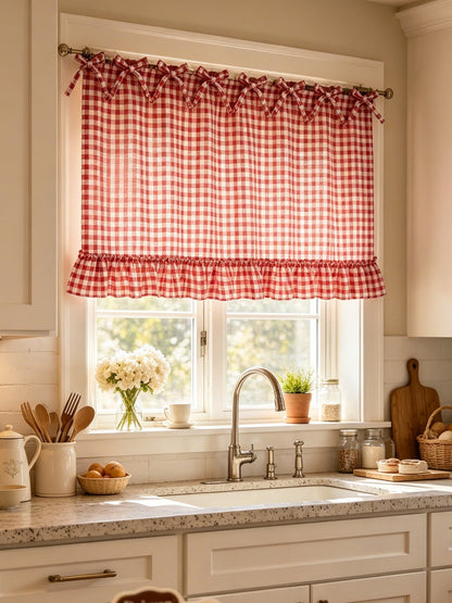 Gingham Plaid Oven Skirt Cover-Double Sided Thick Fabric for Cottagecore Kitchen Home Decor