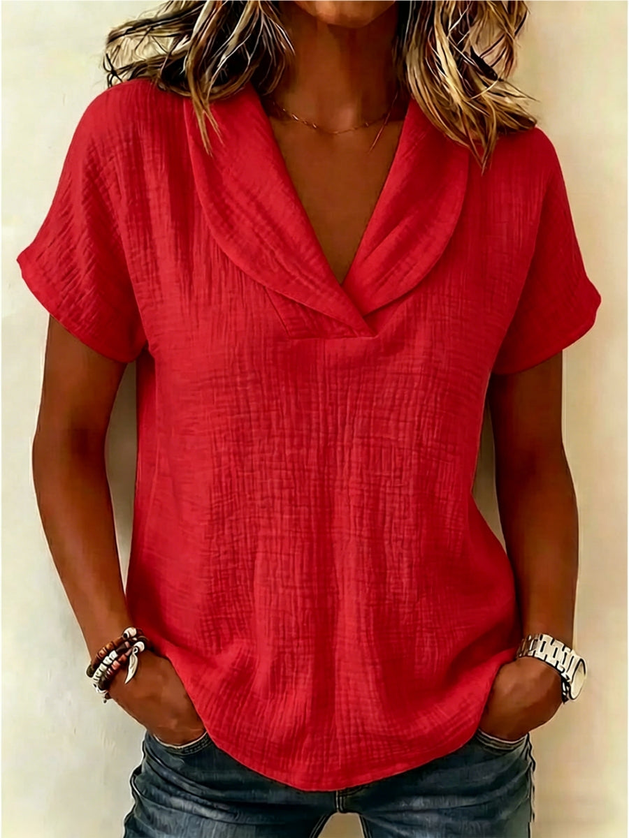 🔥Summer 2026 Best Sellers🔥 - 100% Cotton Women's Peter Pan Collar Short-Sleeve Top