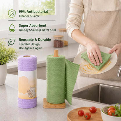 Tearable Plush Cleaning Cloth Roll for Kitchen & Household Cleaning ✅