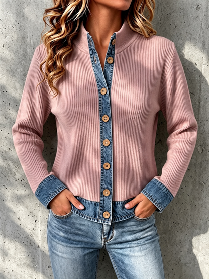 CLEARANCE SALE🔥Women's Denim-paneled Knit Cardigan