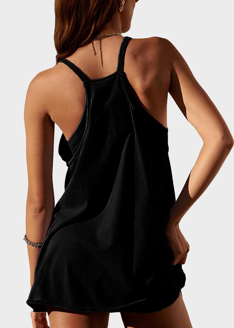 Casual Sleeveless Mini Dress With Built-In Shorts