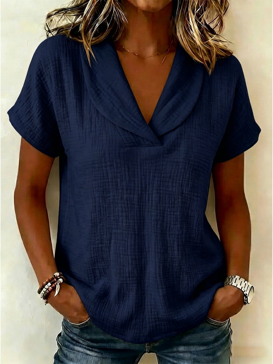 🔥Summer 2026 Best Sellers🔥 - 100% Cotton Women's Peter Pan Collar Short-Sleeve Top