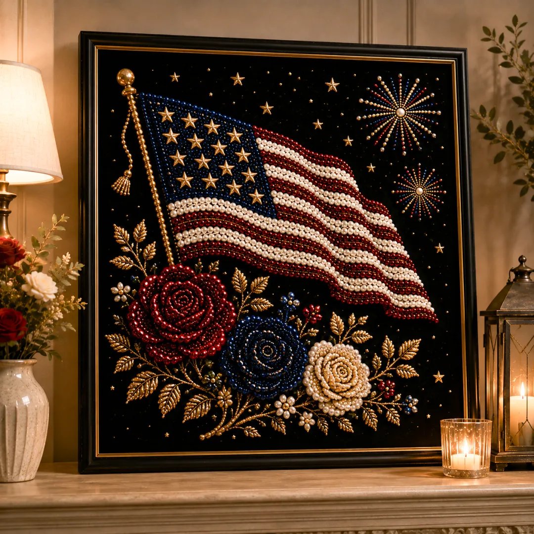 🦅America 250th Anniversary Pearl Art Kit – Stars & Stripes Skyline Limited Edition - This product is a materials kit, not a finished product