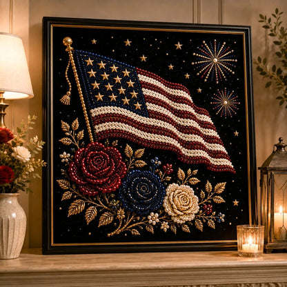 🦅America 250th Anniversary Pearl Art Kit – Stars & Stripes Skyline Limited Edition - This product is a materials kit, not a finished product