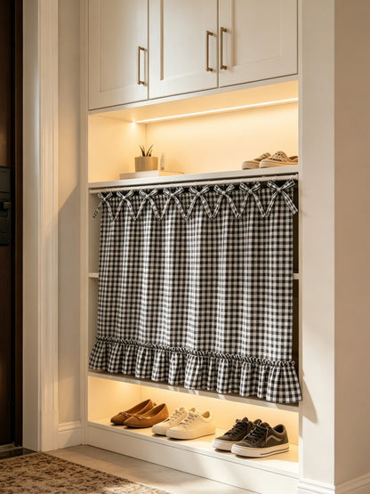 Gingham Plaid Oven Skirt Cover-Double Sided Thick Fabric for Cottagecore Kitchen Home Decor
