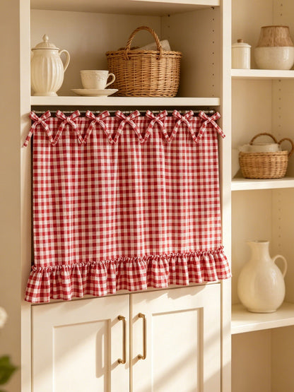 Gingham Plaid Oven Skirt Cover-Double Sided Thick Fabric for Cottagecore Kitchen Home Decor