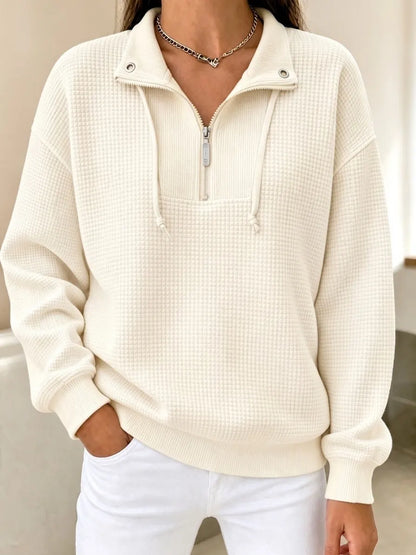 New Arrival🔥 Waffle Half-Zip Cuffed Thermal Pullover
