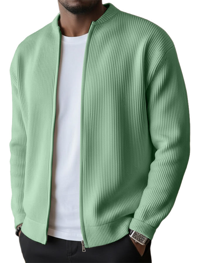 🔥2026 HOT SEAL ! ! !🔥Men's Simple Casual Ribbed Stand Collar Zipper  Long Sleeved Jacket