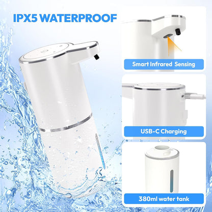 🚿 Touchless Automatic Foaming Soap Dispenser | 4-Level Adjustable | USB-C Rechargeable | IPX5 Waterproof