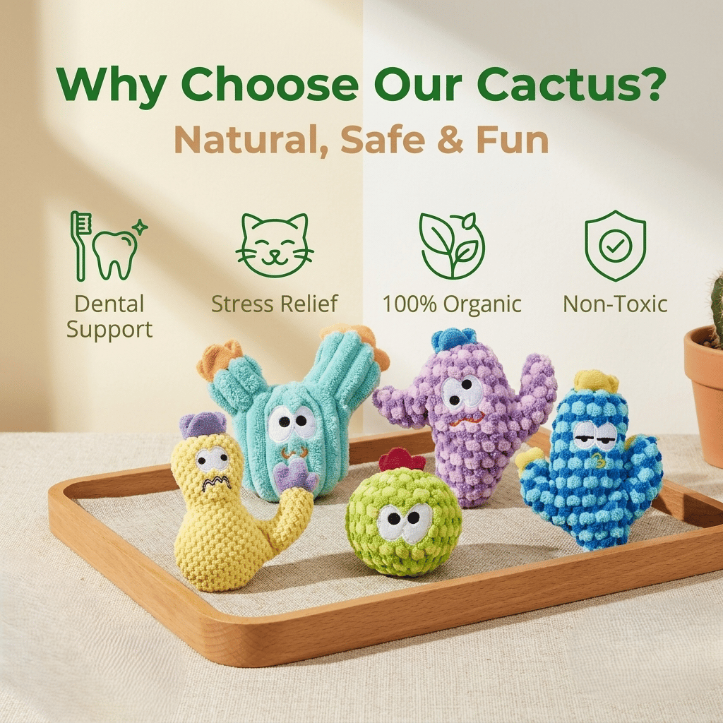 🔥5pcs Handmade Soft Cactus Kitten Chew Toys with Natural Catnip
