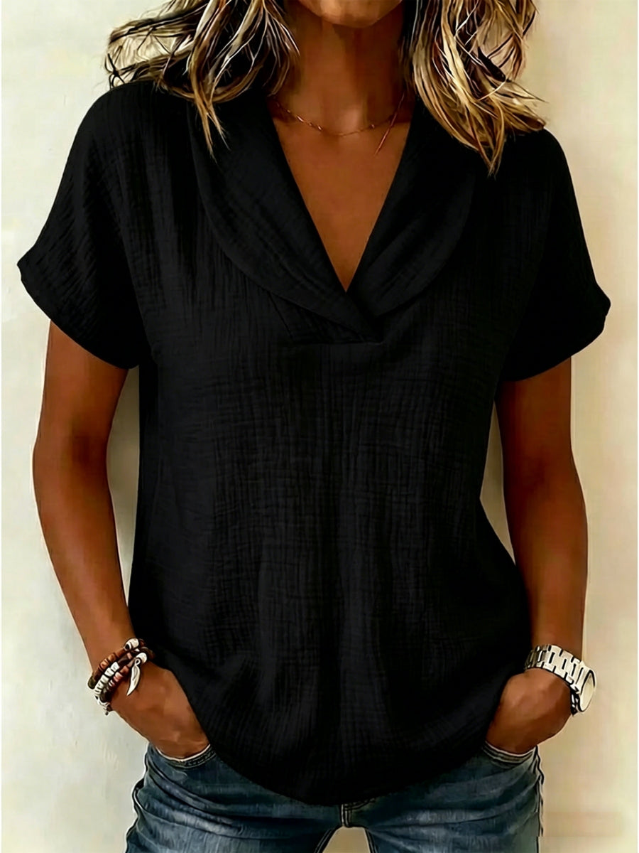🔥Summer 2026 Best Sellers🔥 - 100% Cotton Women's Peter Pan Collar Short-Sleeve Top