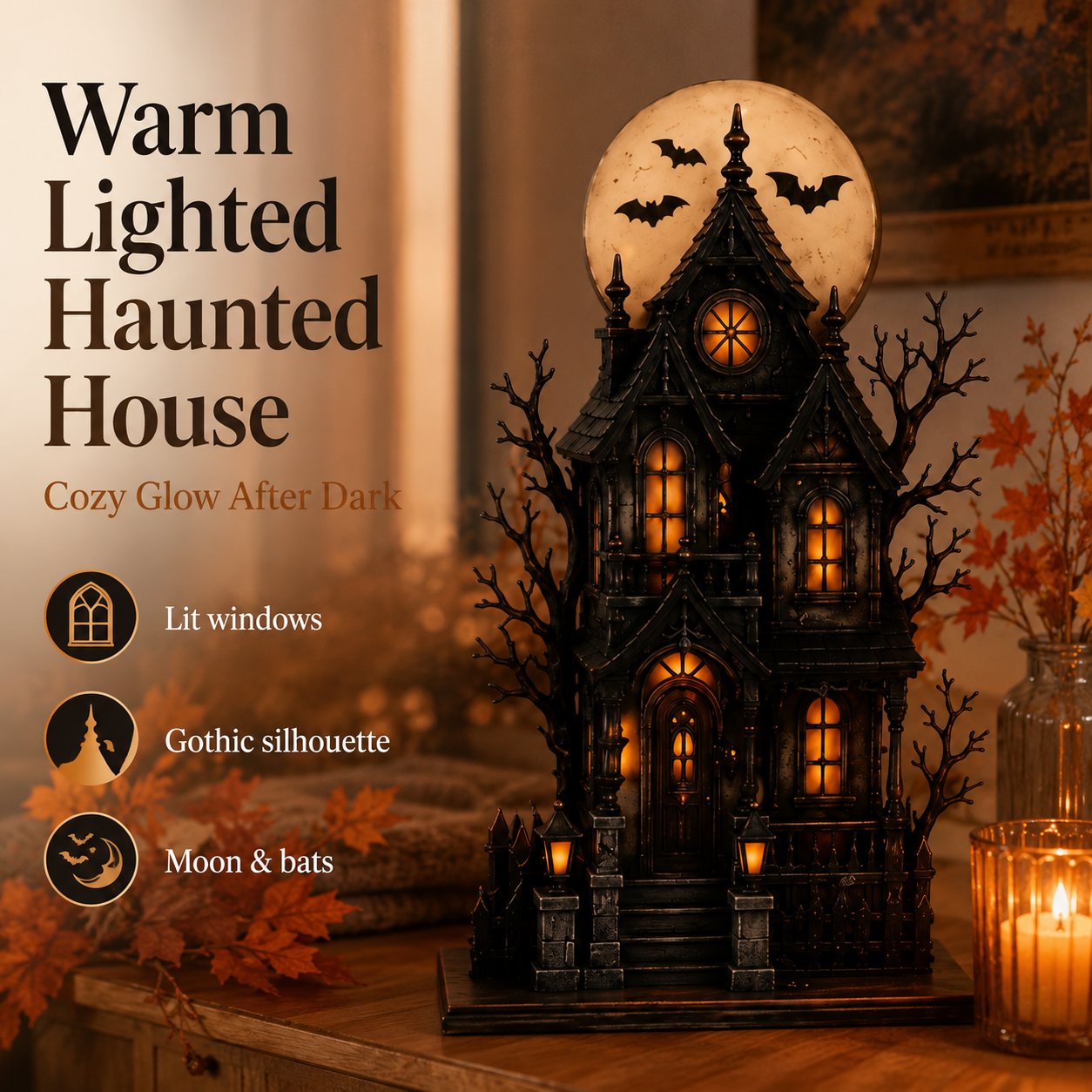 🔥Last Day 59% OFF - 🧙🖤Lighted Halloween Haunted House & Character Figurine Collection