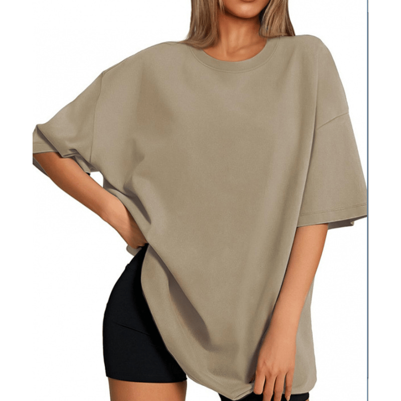 Soft Stretch Cotton Blend Plus Size V-Neck Tees, Oversized Loose Fit Casual Half Sleeve Tunic Shirts, Versatile Basic Wardrobe Staple for Spring Summer Fall Winter