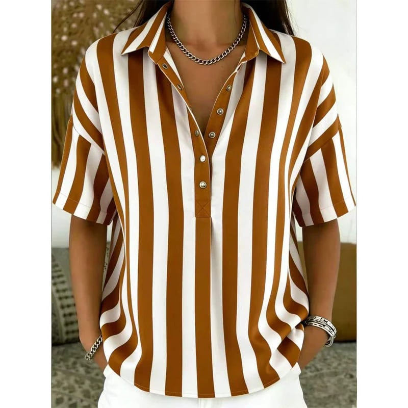 Women's Casual Striped Short-Sleeve Shirt