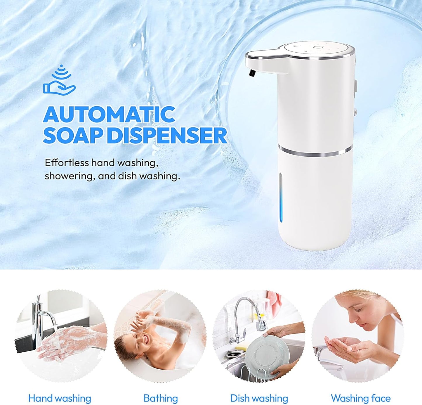 🚿 Touchless Automatic Foaming Soap Dispenser | 4-Level Adjustable | USB-C Rechargeable | IPX5 Waterproof