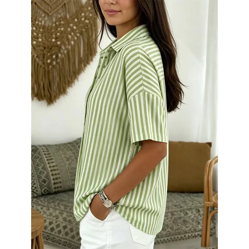 Women's Casual Striped Short-Sleeve Shirt