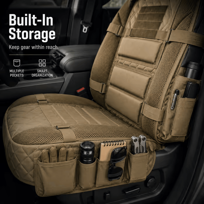 🎁🎁Free Shipping🎖️ Military‐Style Auto Seat Protectors|Universal Fit Heavy‐Duty Cushion For Long‐Drive Vehicle Owners