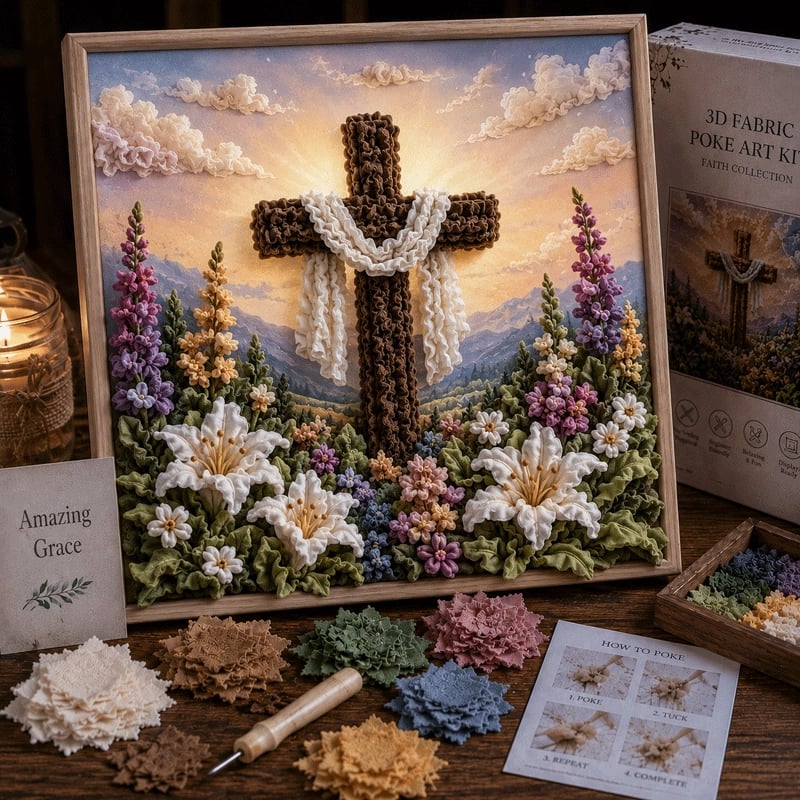 🔥HOT SALE 49% OFF - ✝️3D Christian Fabric Poke Art Kit(📦Buy 2 Free Shipping)