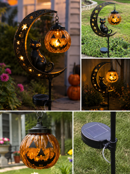 2026-! ! !🔥59% OFF TODAY 👻 Solar Halloween Garden Stake Light with Black Cat & Pumpkin