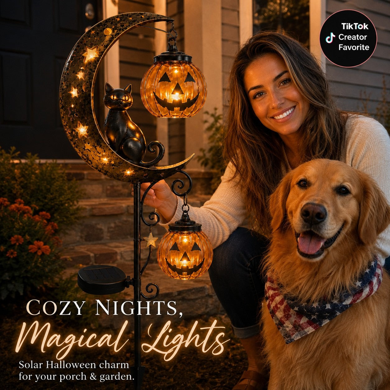 2026-! ! !🔥59% OFF TODAY 👻 Solar Halloween Garden Stake Light with Black Cat & Pumpkin
