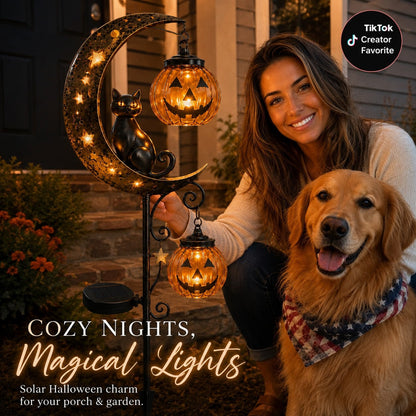 2026-! ! !🔥59% OFF TODAY 👻 Solar Halloween Garden Stake Light with Black Cat & Pumpkin