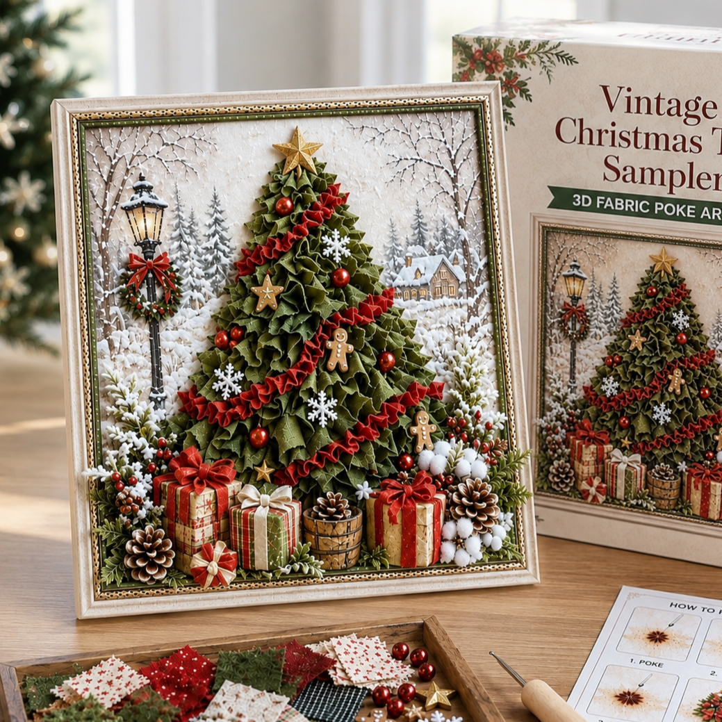 Christmas tree fabric poke art