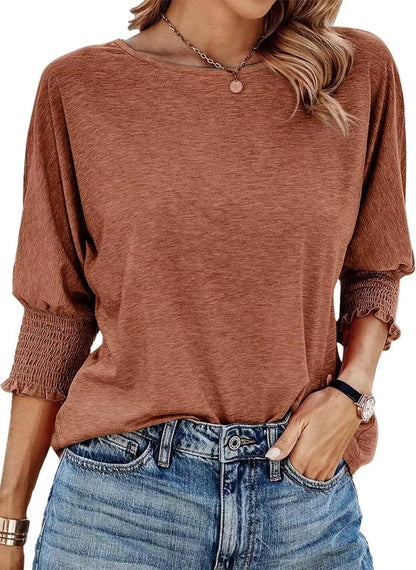 Women's 2026 Fashion Tops 3/4 Sleeve T-Shirts Cute Crewneck Basic Business Tees