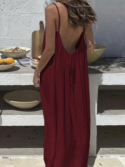 💃LAST DAY SAEL 59% OFF!!✨Women's Solid Color Cami Lounge Dress💕