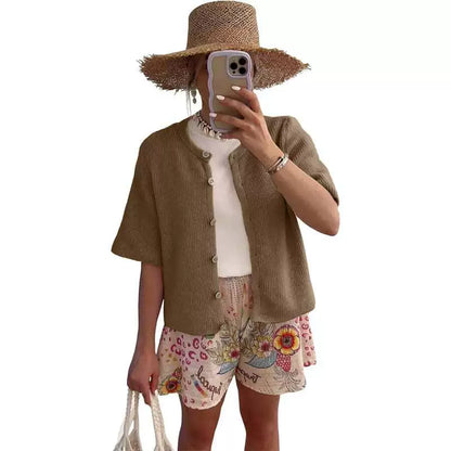Women's Ribbed Knit Button Down Cardigan Lightweight Sweater Top