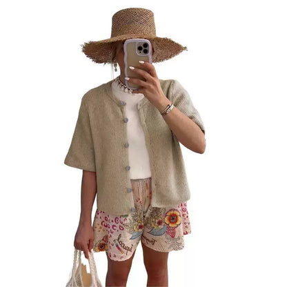 Women's Ribbed Knit Button Down Cardigan Lightweight Sweater Top