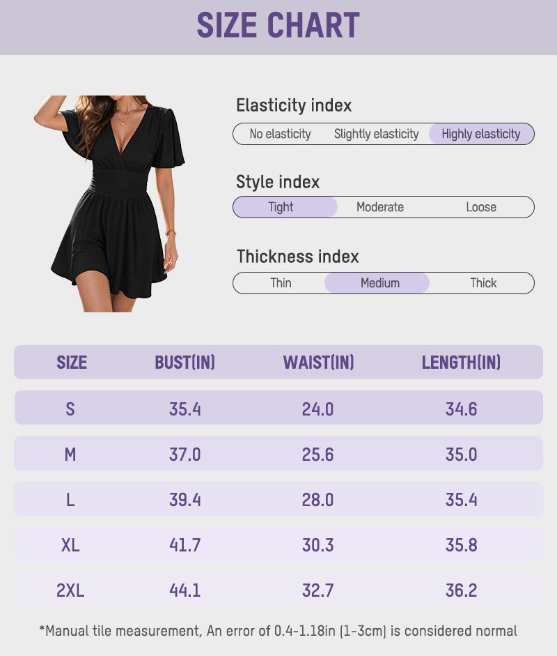 Size chart S to 2XL with bust waist and length in inches