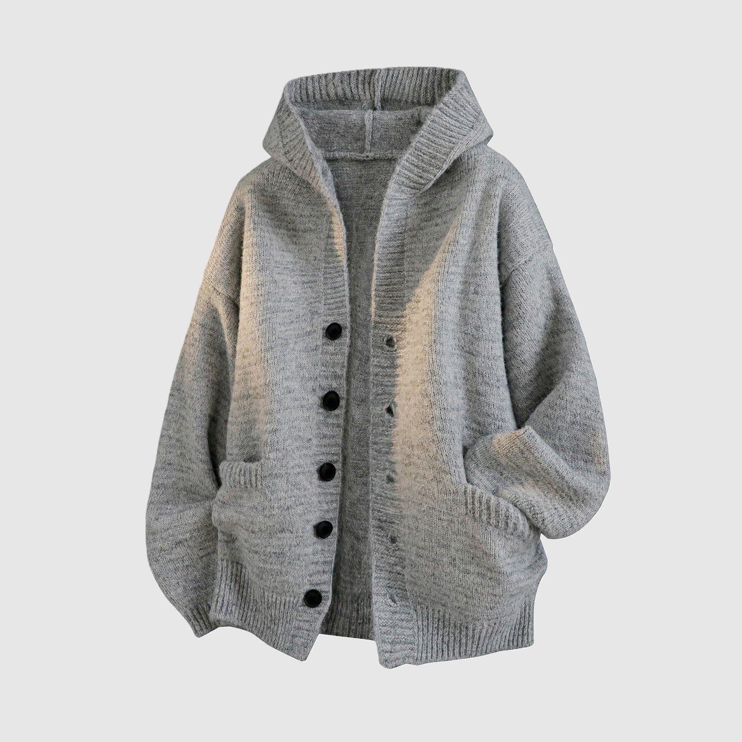 Unisex Solid-Color Thick Long-Sleeve Hooded Sweatshirt—Casual button-down polyester pullover, soft and comfortable against the skin, perfect for street style and everyday wear