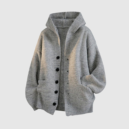 Unisex Solid-Color Thick Long-Sleeve Hooded Sweatshirt—Casual button-down polyester pullover, soft and comfortable against the skin, perfect for street style and everyday wear