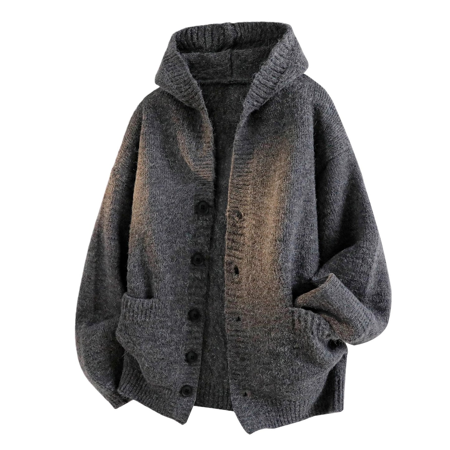 Unisex Solid-Color Thick Long-Sleeve Hooded Sweatshirt—Casual button-down polyester pullover, soft and comfortable against the skin, perfect for street style and everyday wear