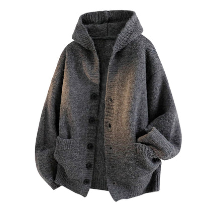 Unisex Solid-Color Thick Long-Sleeve Hooded Sweatshirt—Casual button-down polyester pullover, soft and comfortable against the skin, perfect for street style and everyday wear