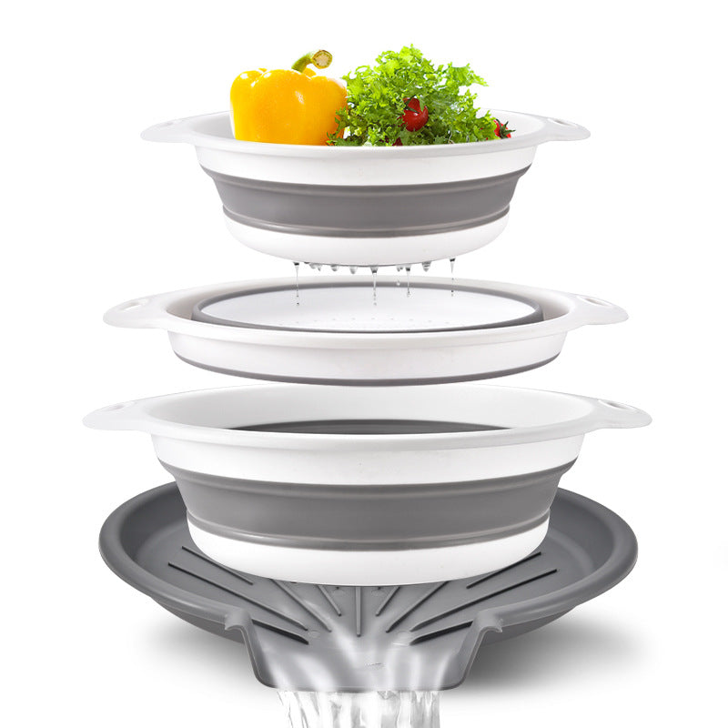 Modern Grey and White collapsible colander set