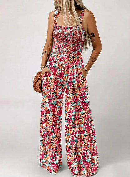 🔥LAST DAY 59% OFF-2026 New Women's Casual Loose Overalls Jumpsuits One Piece Sleeveless Printed Wide Leg Long Pant Rompers With Pockets Bohemian Womenswear