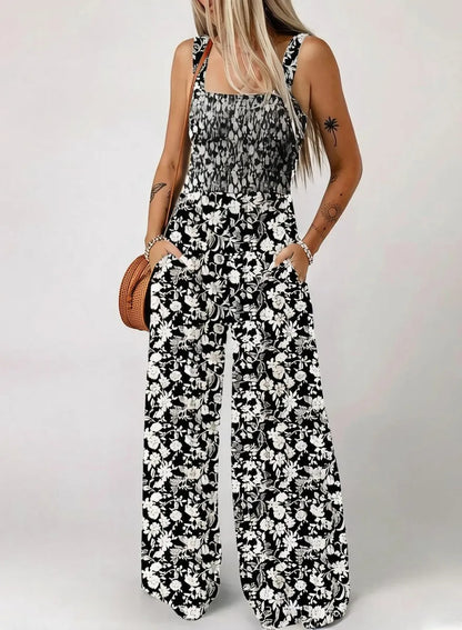 🔥LAST DAY 59% OFF-2026 New Women's Casual Loose Overalls Jumpsuits One Piece Sleeveless Printed Wide Leg Long Pant Rompers With Pockets Bohemian Womenswear