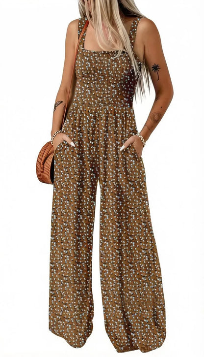🔥LAST DAY 59% OFF-2026 New Women's Casual Loose Overalls Jumpsuits One Piece Sleeveless Printed Wide Leg Long Pant Rompers With Pockets Bohemian Womenswear