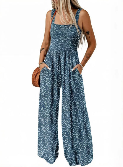 🔥LAST DAY 59% OFF-2026 New Women's Casual Loose Overalls Jumpsuits One Piece Sleeveless Printed Wide Leg Long Pant Rompers With Pockets Bohemian Womenswear