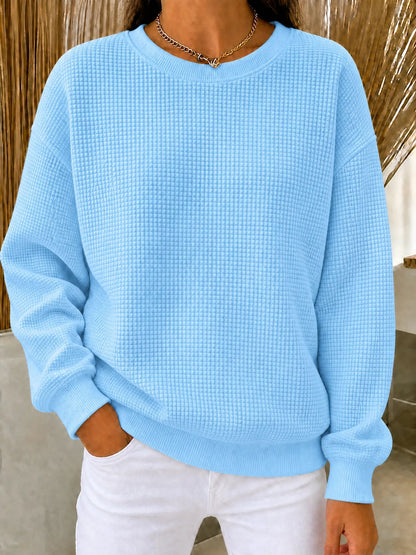 🔥LAST DAY 60% OFF-2026 New Women's Waffle Knit Crewneck Sweatshirt