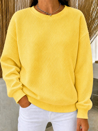 🔥LAST DAY 60% OFF-2026 New Women's Waffle Knit Crewneck Sweatshirt