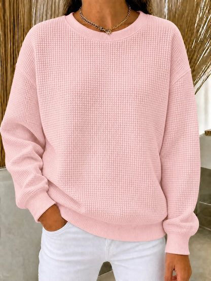 🔥LAST DAY 60% OFF-2026 New Women's Waffle Knit Crewneck Sweatshirt