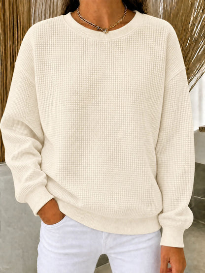 🔥LAST DAY 60% OFF-2026 New Women's Waffle Knit Crewneck Sweatshirt