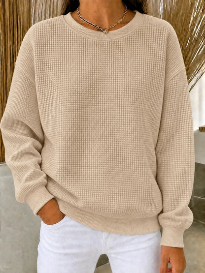 🔥LAST DAY 60% OFF-2026 New Women's Waffle Knit Crewneck Sweatshirt