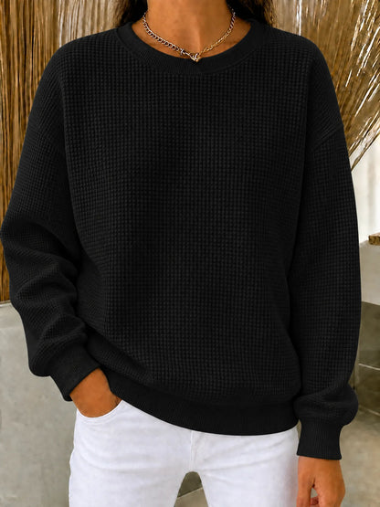 🔥LAST DAY 60% OFF-2026 New Women's Waffle Knit Crewneck Sweatshirt