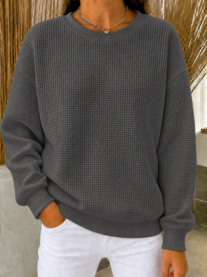 🔥LAST DAY 60% OFF-2026 New Women's Waffle Knit Crewneck Sweatshirt