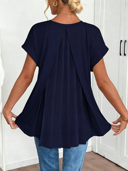 🔥Short-Sleeved Solid Color 100% Cotton  Patchwork T-Shirt