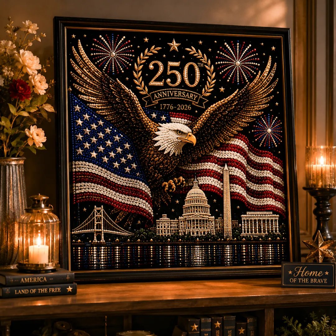 🦅America 250th Anniversary Pearl Art Kit – Stars & Stripes Skyline Limited Edition - This product is a materials kit, not a finished product