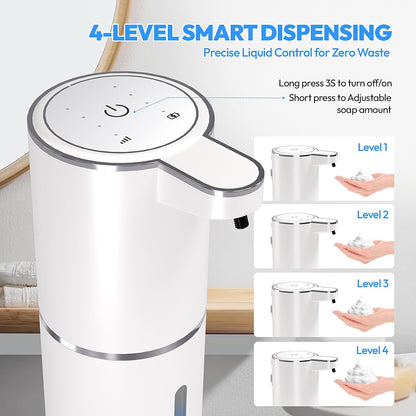 🚿 Touchless Automatic Foaming Soap Dispenser | 4-Level Adjustable | USB-C Rechargeable | IPX5 Waterproof